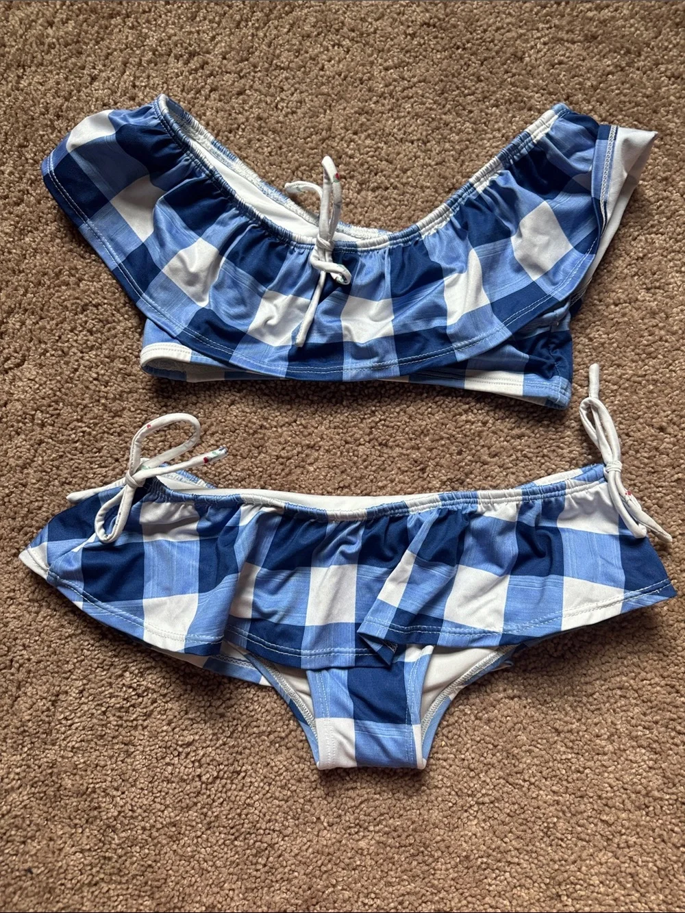 Well Dressed Wolf - Wildling - Girls Blue and White Gingham Ruffle Bikini